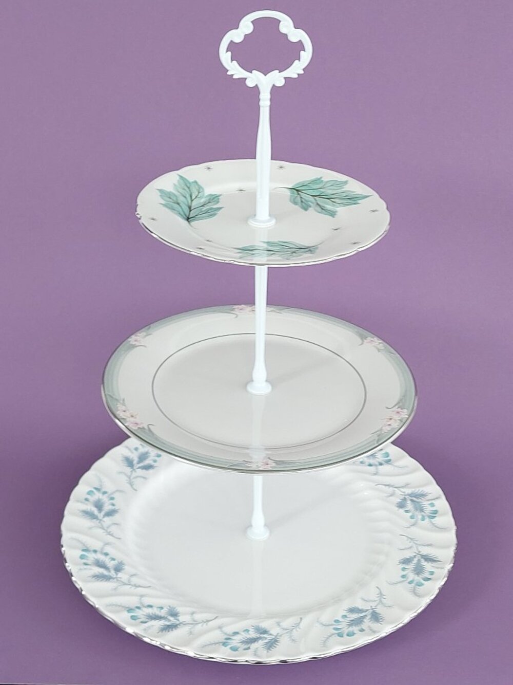Vintage 3 Tier Cake Stand Shelley Royal Doulton Aynsley Mismatched Tea Tower